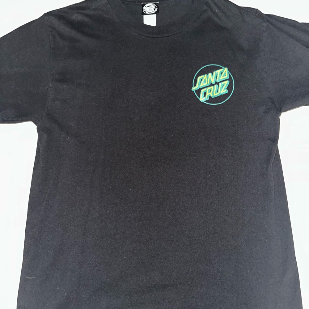 Santa Cruz  Black Tee with Green Logo